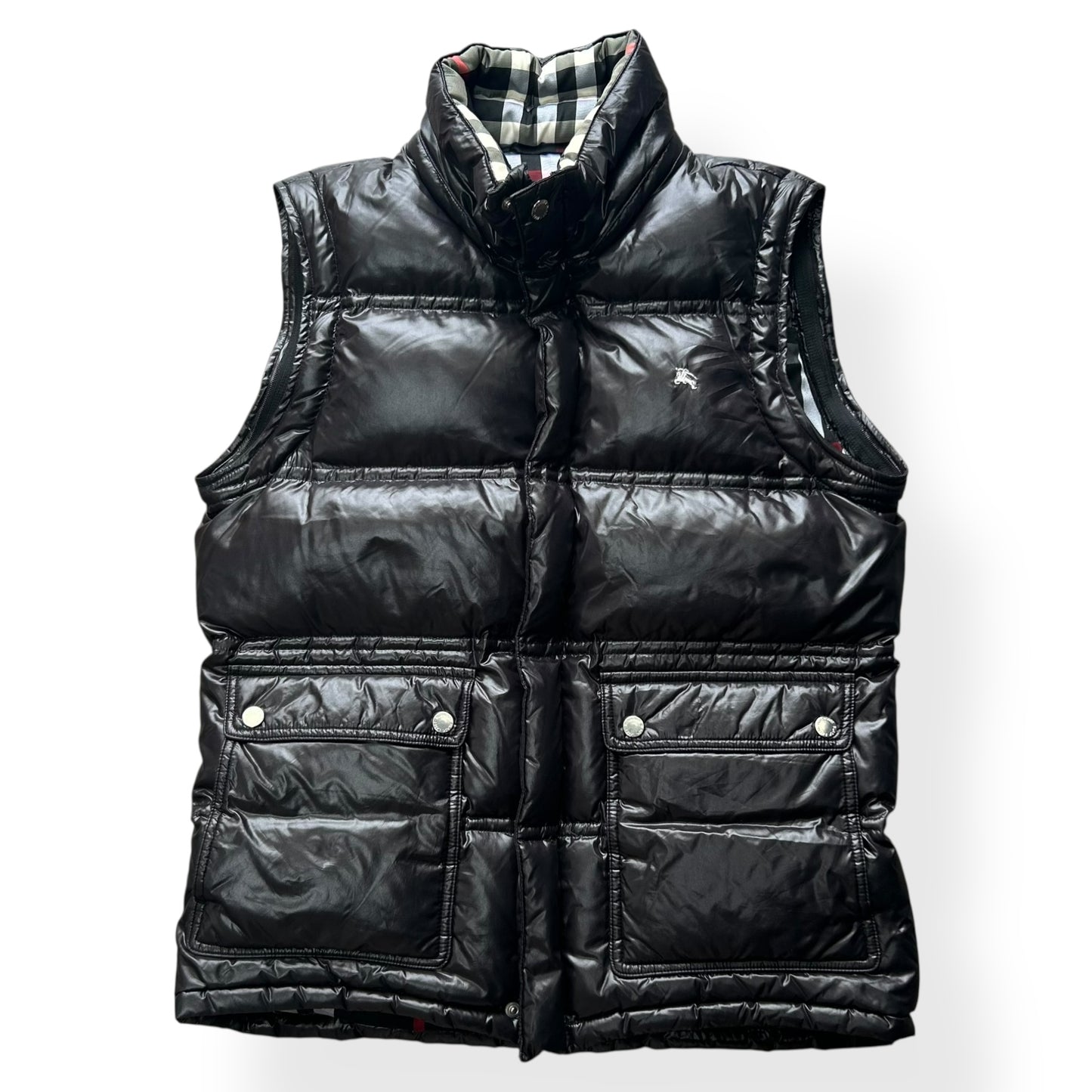 Vintage Burberry Black Label Shiny Puffer Jacket Black S