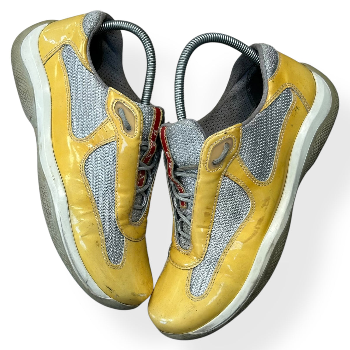 Mens Prada America Cups Patent Yellow Size UK 7