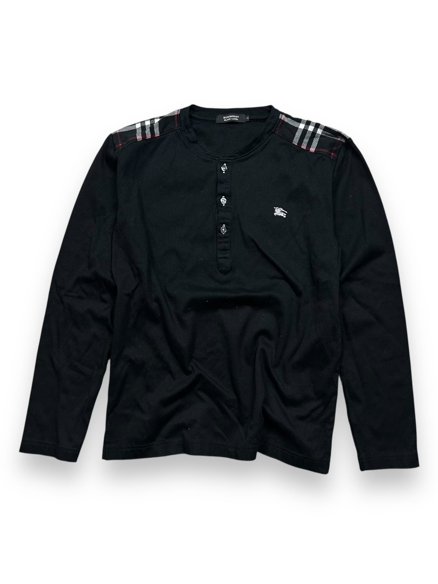 Burberry Black Label Nova Check Ribbed Henley T Shirt S