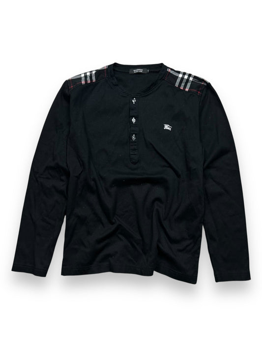 Burberry Black Label Nova Check Ribbed Henley T Shirt S