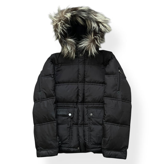 Vintage Burberry Black Label Fur Hood Puffer Jacket S