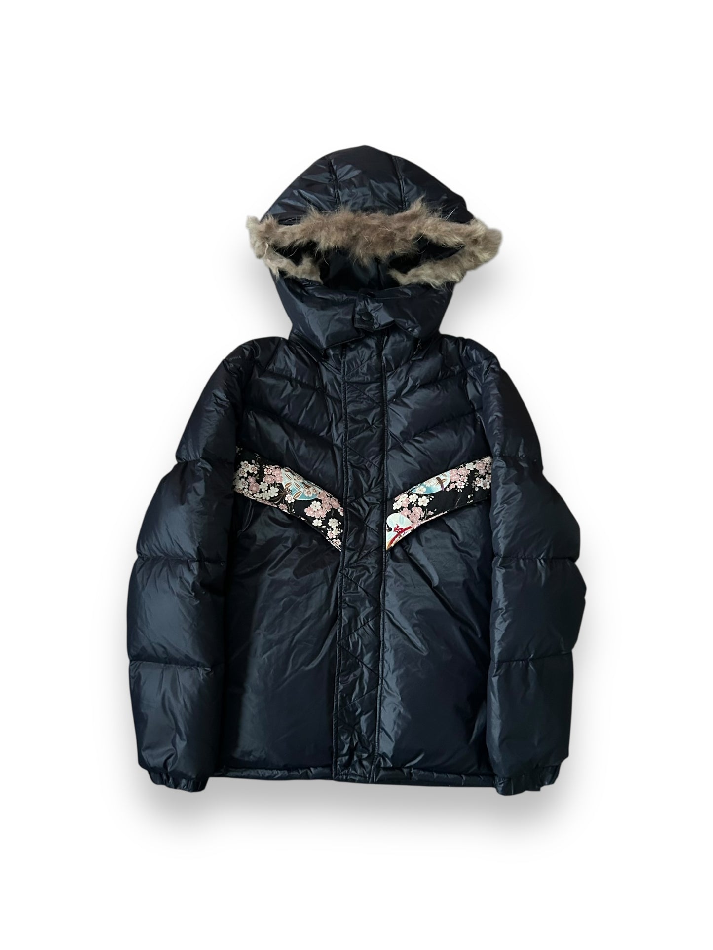 Vintage Japanese Archive Fur Hood Puffer Jacket L