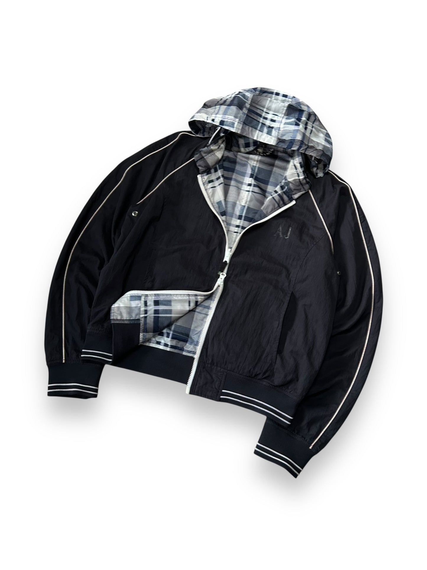 Vintage Armani Jeans Plaid Windbreaker Jacket Size S