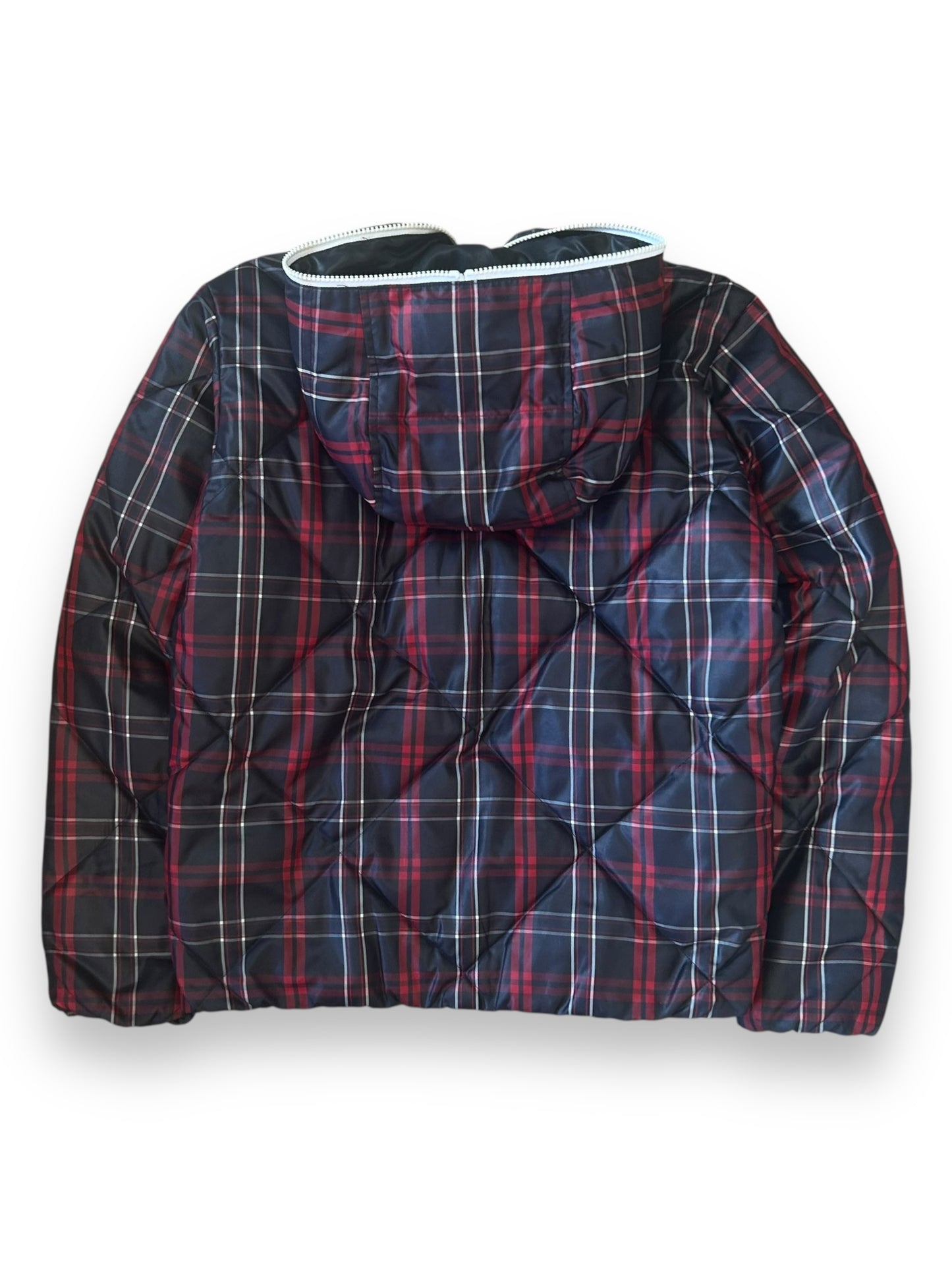 Vintage Takeo Kikuchi TK Diamond Stitch Plaid Puffer Zip Hood Jacket S