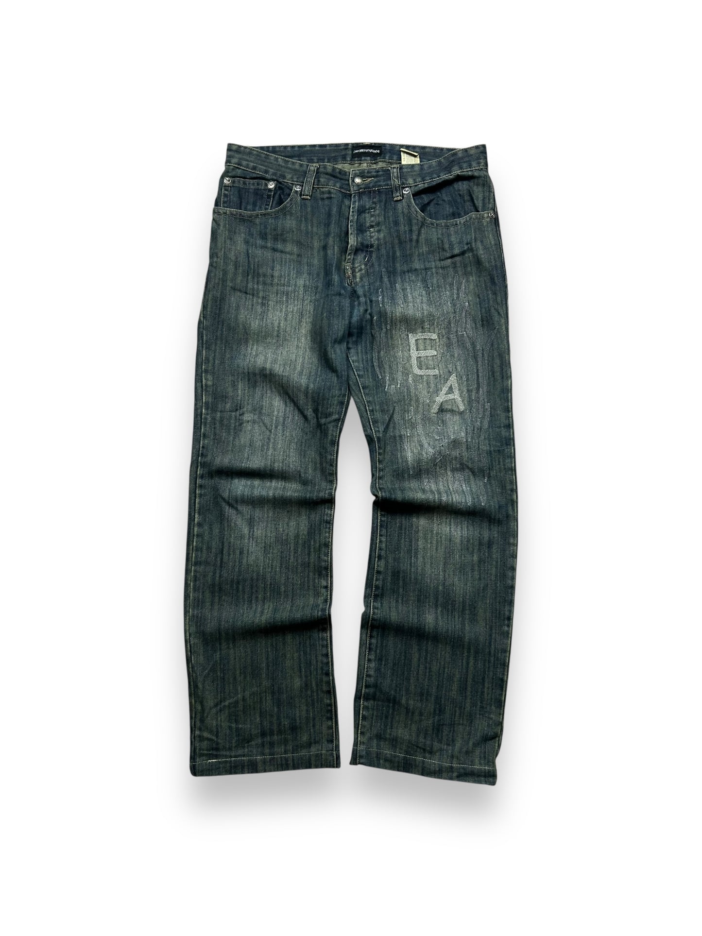 Vintage Emporio Armani Jeans Straight Leg Embroidered Jeans W34 L32