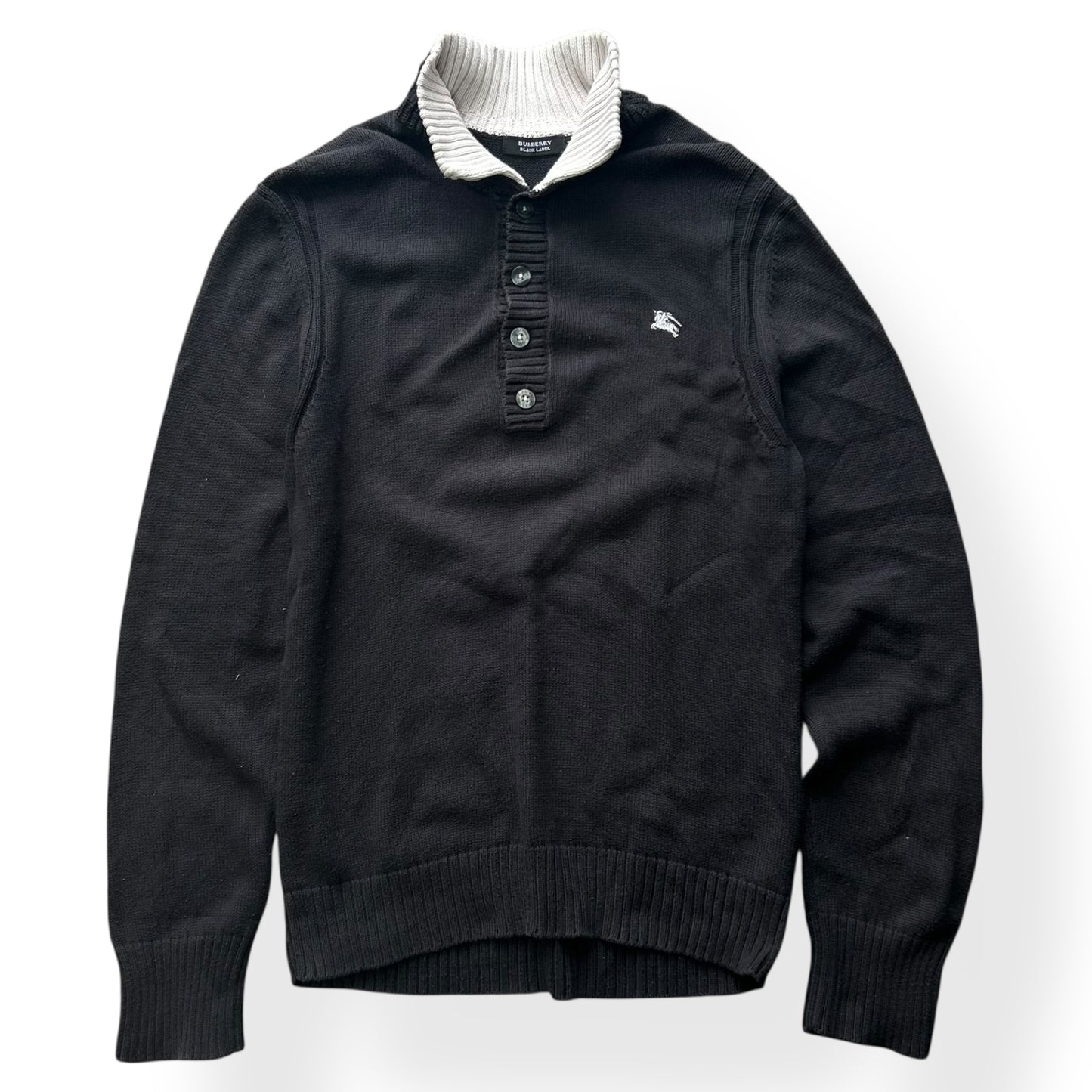 Burberry Black Label Button Collar Knit Jumper S