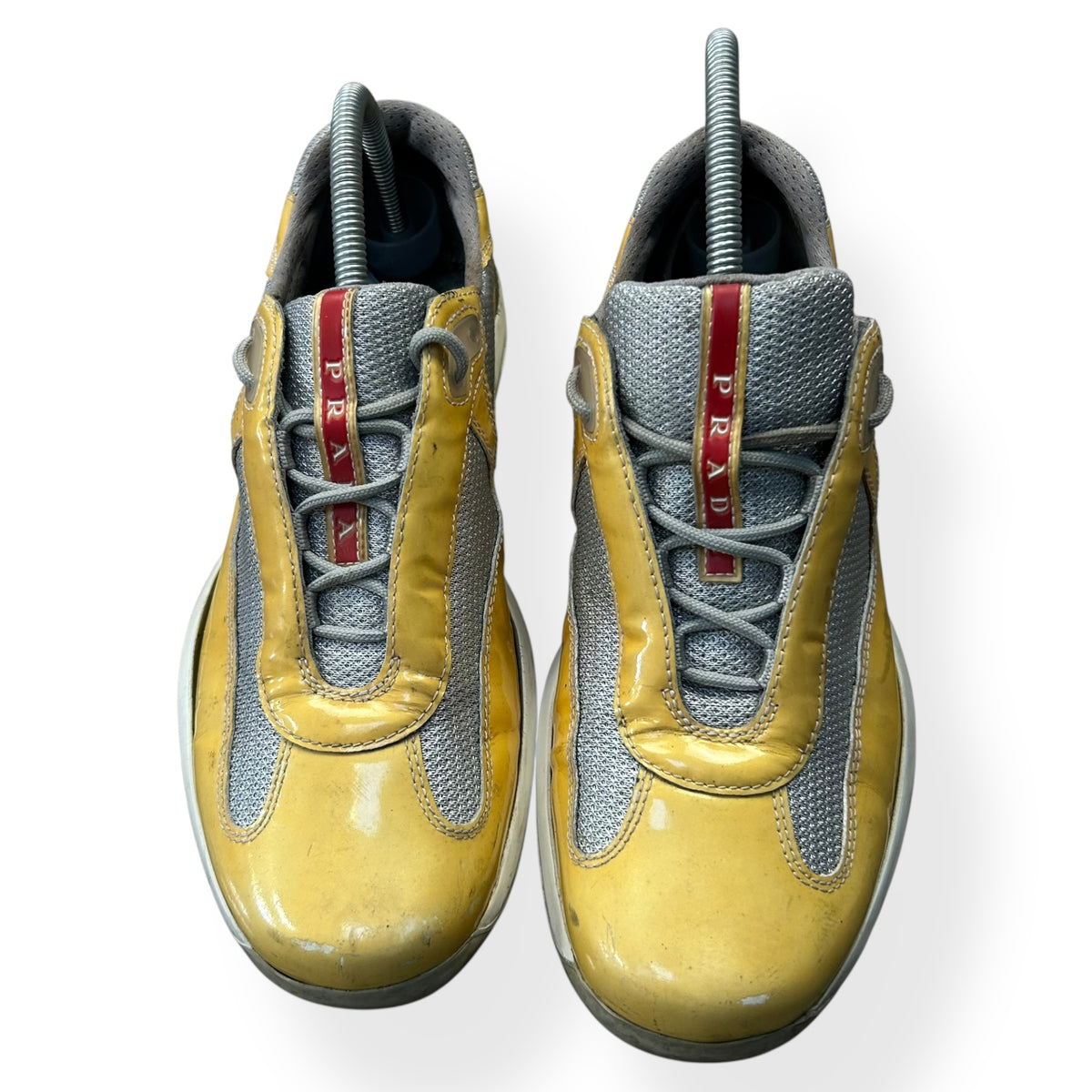 Mens Prada America Cups Patent Yellow Size UK 7