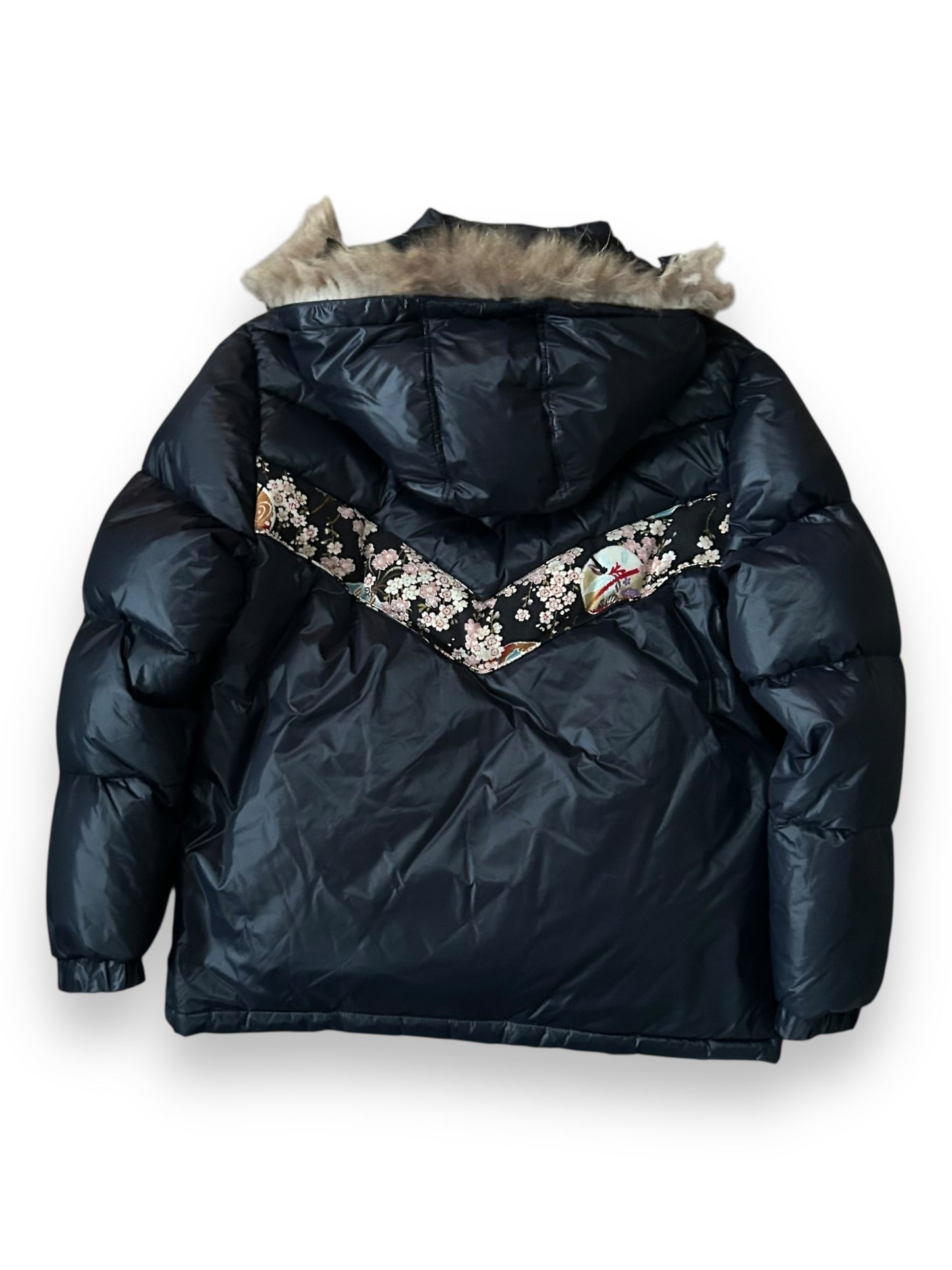 Vintage Japanese Archive Fur Hood Puffer Jacket L