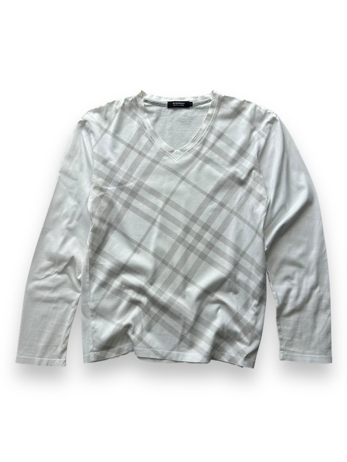 Burberry Black Label Nova Check Long Sleeve V-Neck T Shirt S