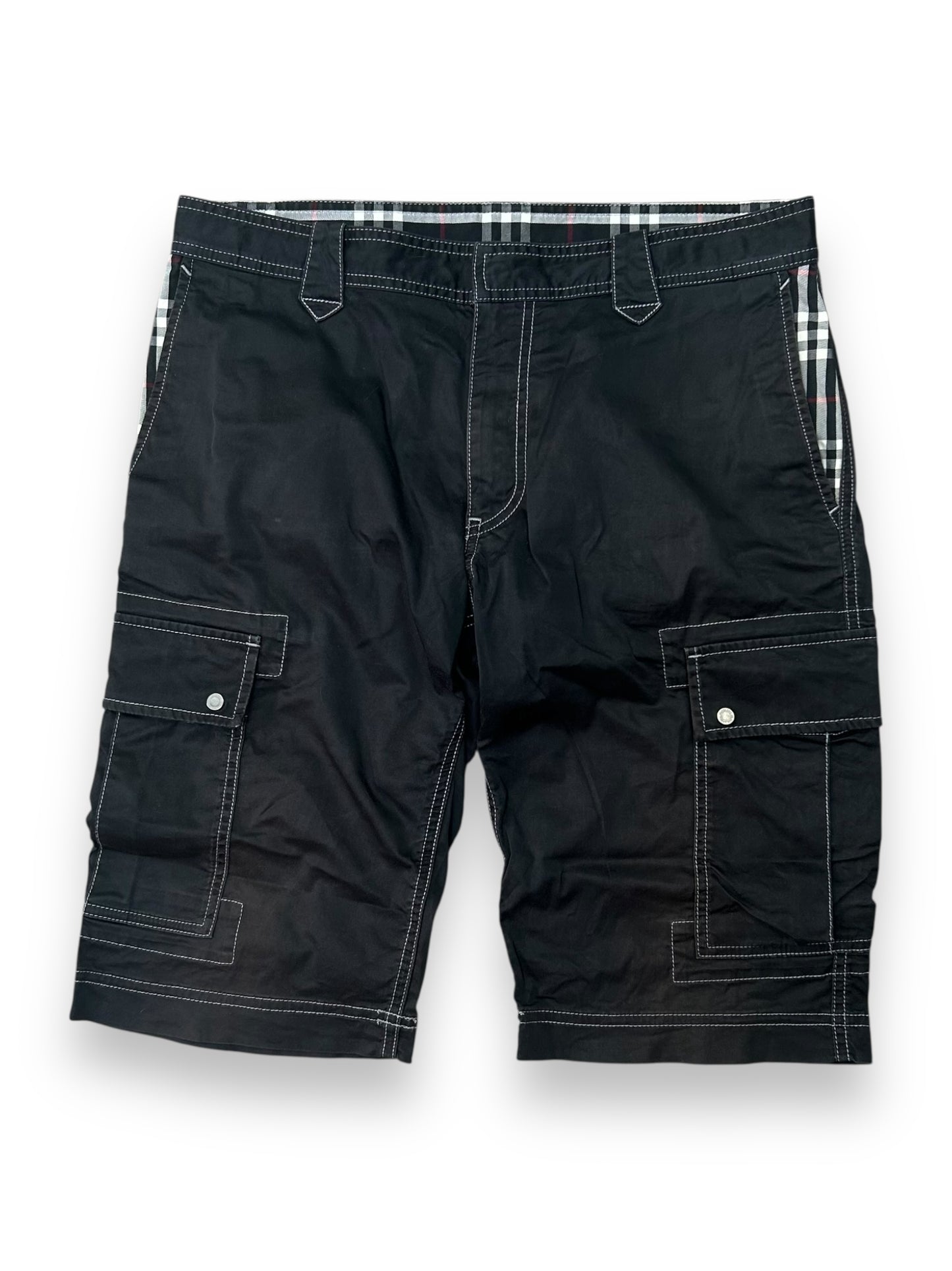 Vintage Burberry Black Label Nova Check Cargo Shorts W32 L12