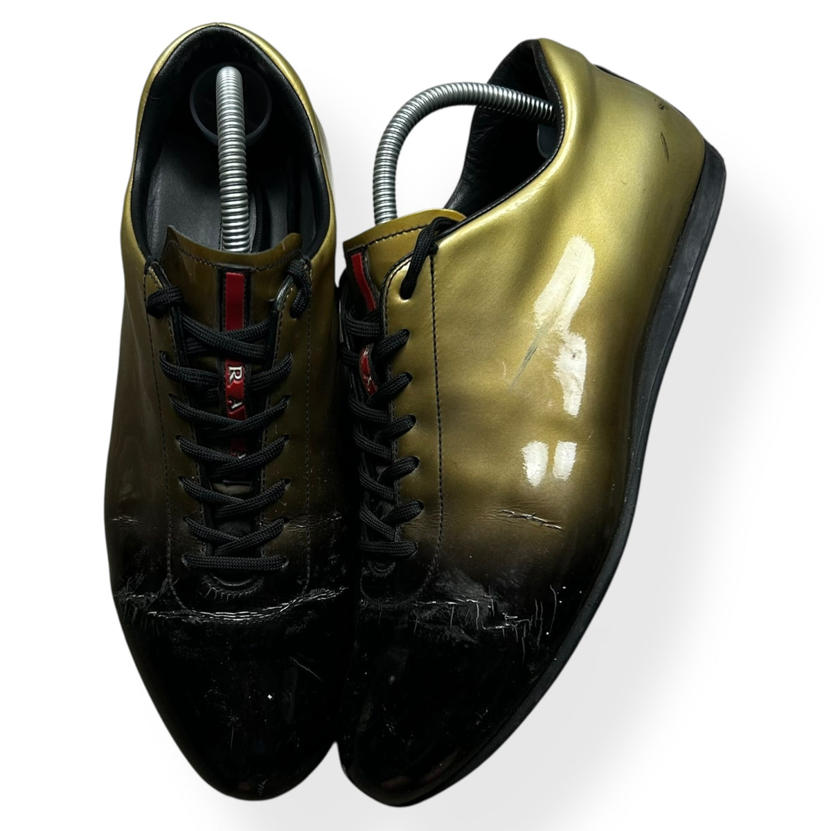 Mens Prada Gradient Patent Leather Shoes Size UK 8