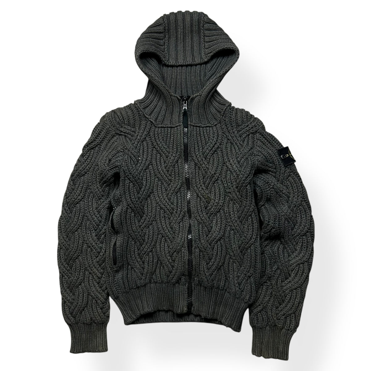 Stone Island Heavyweight Cable President Knit Hooded Jumper S