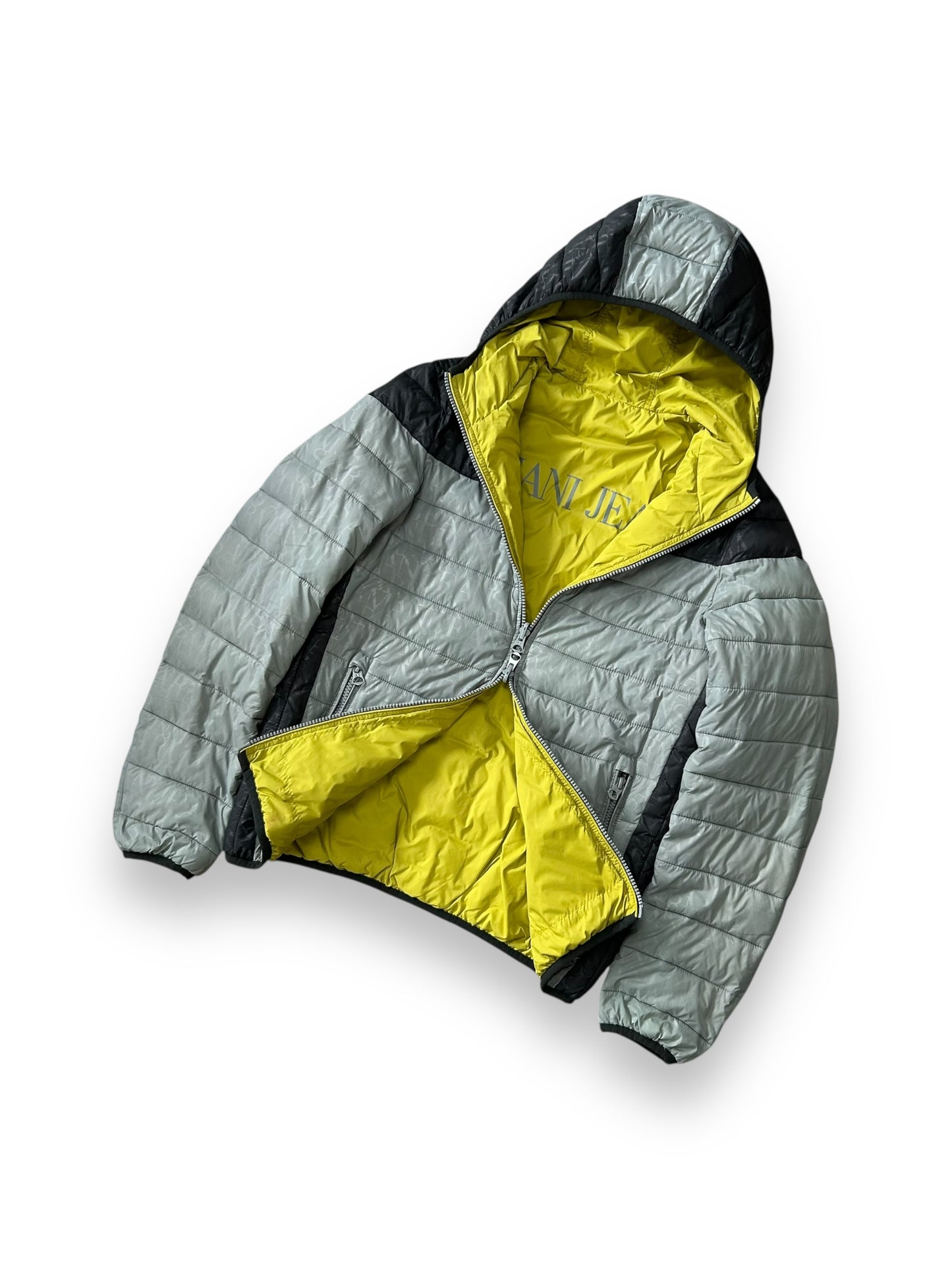 Vintage Armani Jeans Monogram Logo Puffer Jacket S