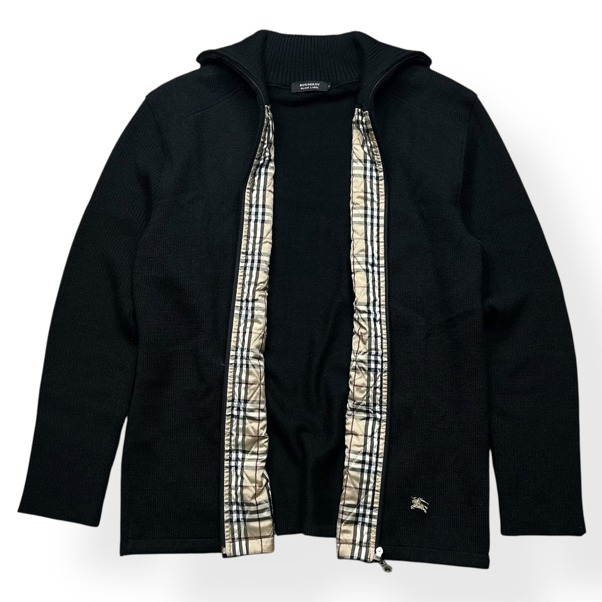 Burberry Black Label Nova Check Knit Zip Up Jumper M