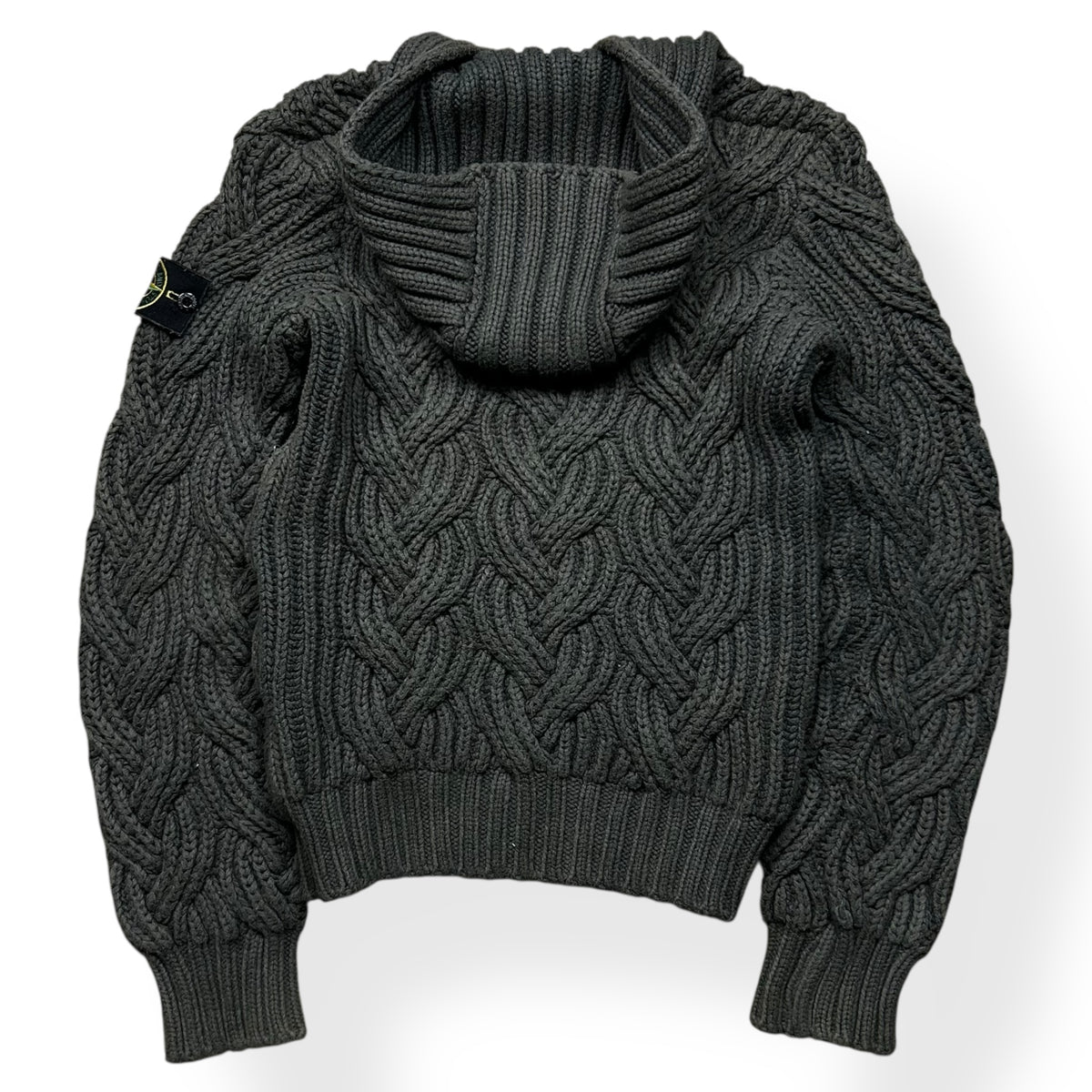 Stone Island Heavyweight Cable President Knit Hooded Jumper S