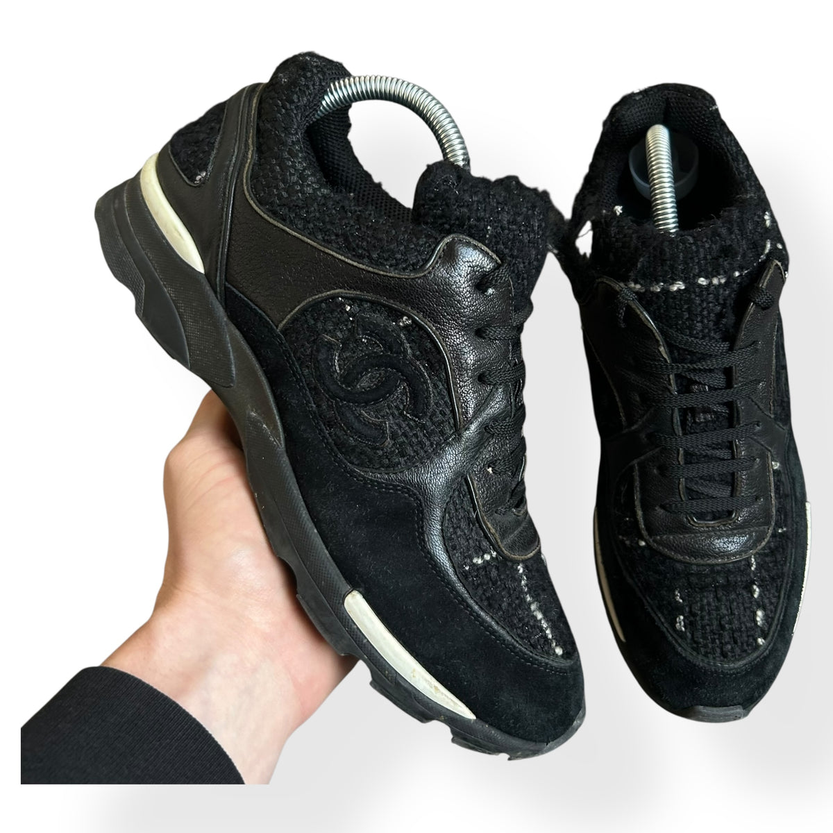 Chanel Runners Tweed Black Size UK 7
