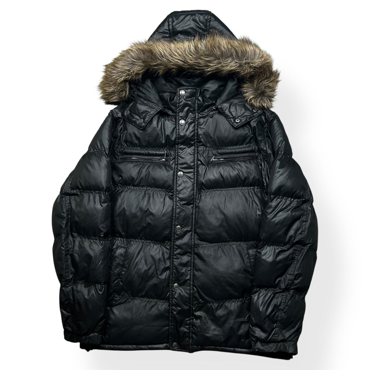 Vintage Japanese Fur Hood Puffer Jacket L