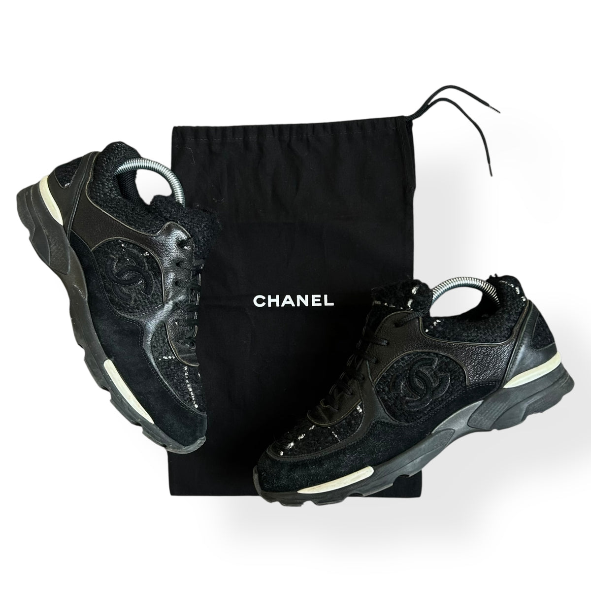 Chanel Runners Tweed Black Size UK 7