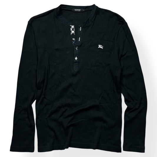 Burberry Black Label Nova Check Ribbed Henley T Shirt M