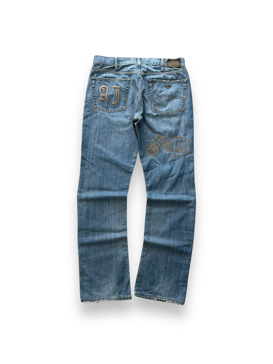 Vintage Armani Jeans Straight Leg Embroidered Jeans W32 L33