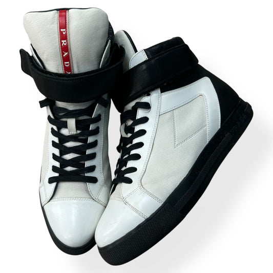 Prada Leather High Top Strap Trainers  UK 6