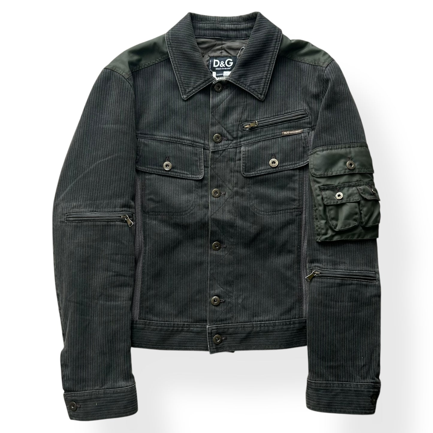 AW2003 Dolce & Gabbana Military Cargo Utility Olive Bomber Jacket XS