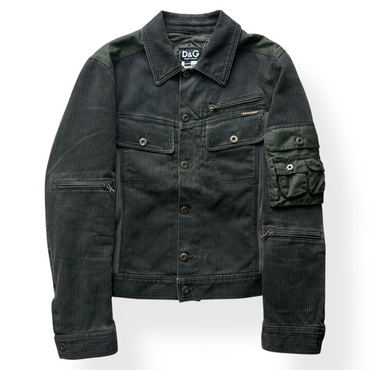 AW2003 Dolce & Gabbana Military Cargo Utility Olive Bomber Jacket XS