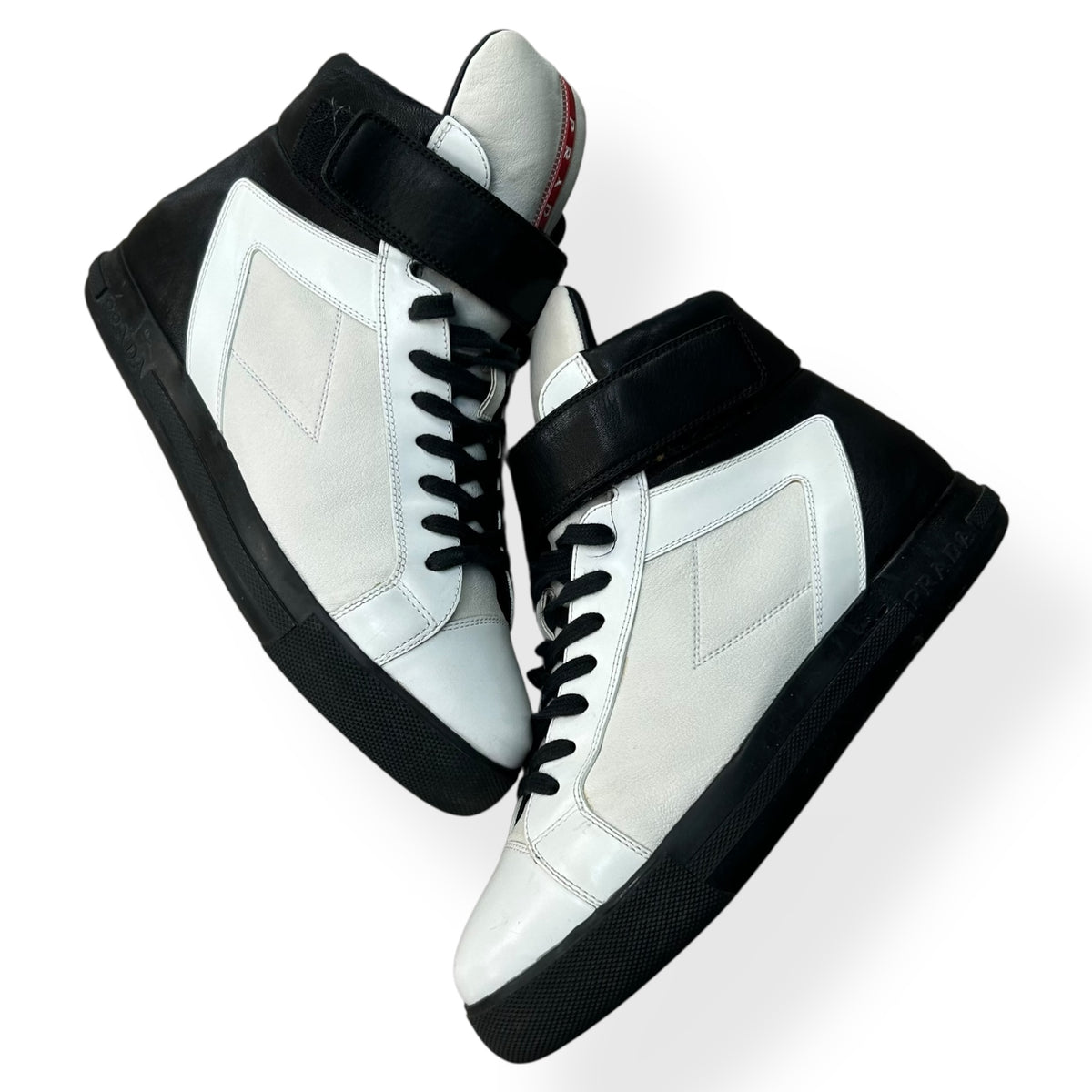 Prada Leather High Top Strap Trainers  UK 6