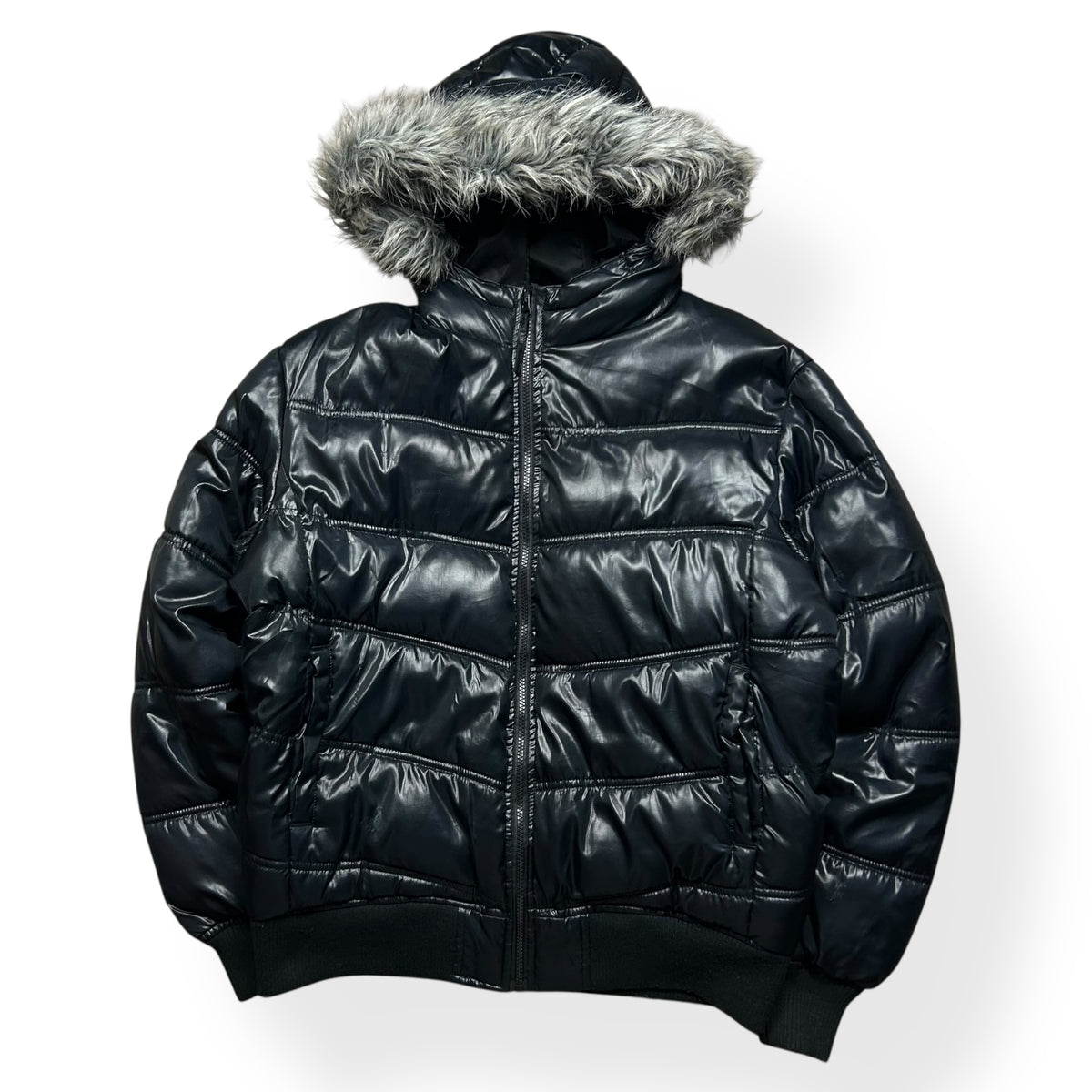 Vintage Japanese Fur Hood Puffer Jacket L
