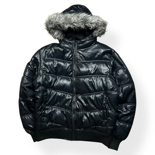 Vintage Japanese Fur Hood Puffer Jacket L