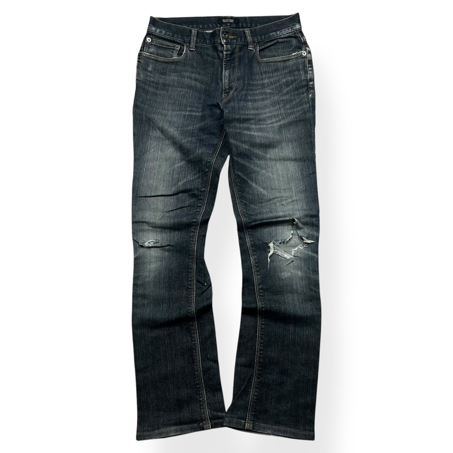 Vintage Burberry Black Label Bootcut Ripped Jeans W28 L29