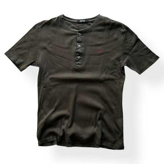Burberry Black Label Short Sleeve Ribbed Henley T Shirt S