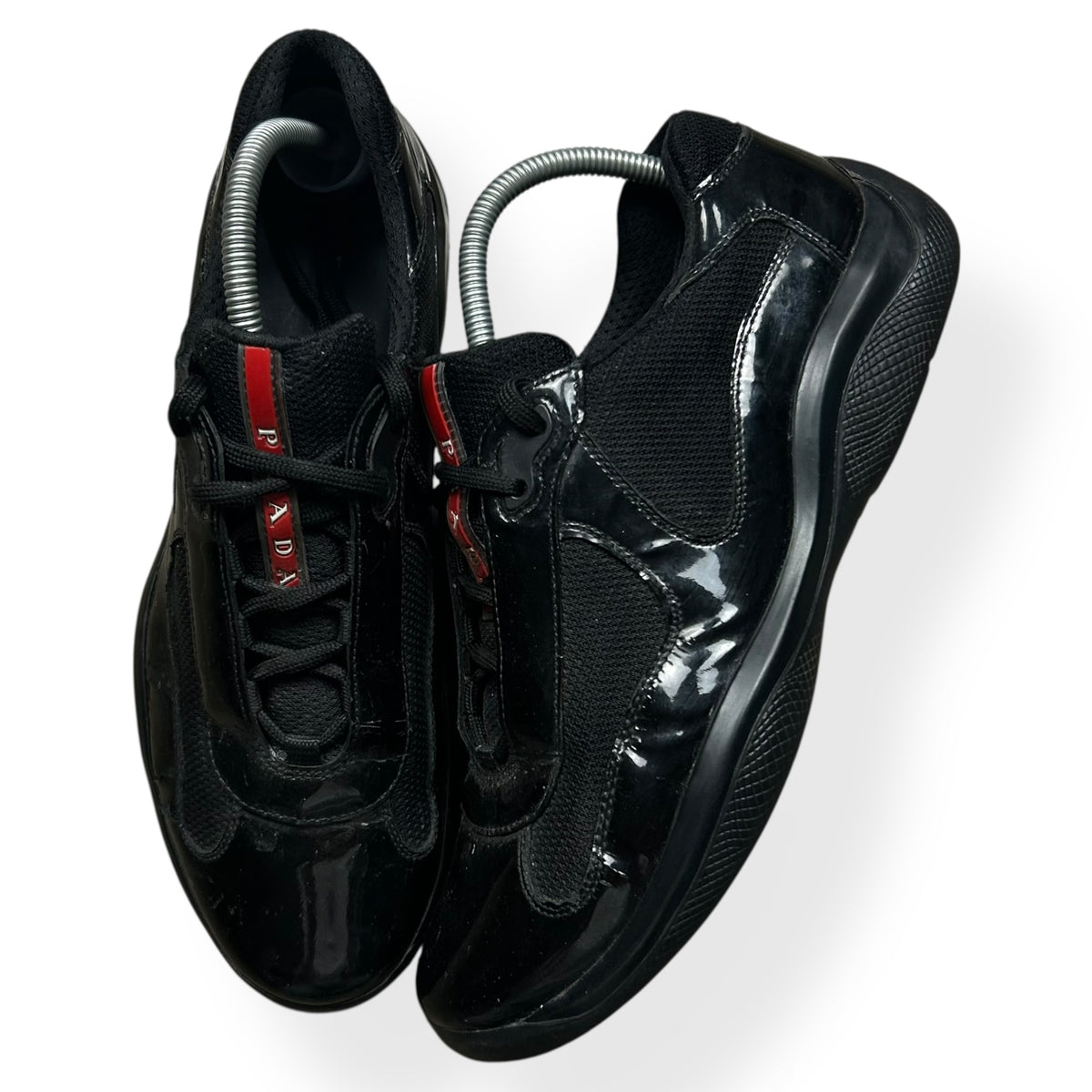 Mens Prada America Cups Patent Black Size UK 8.5