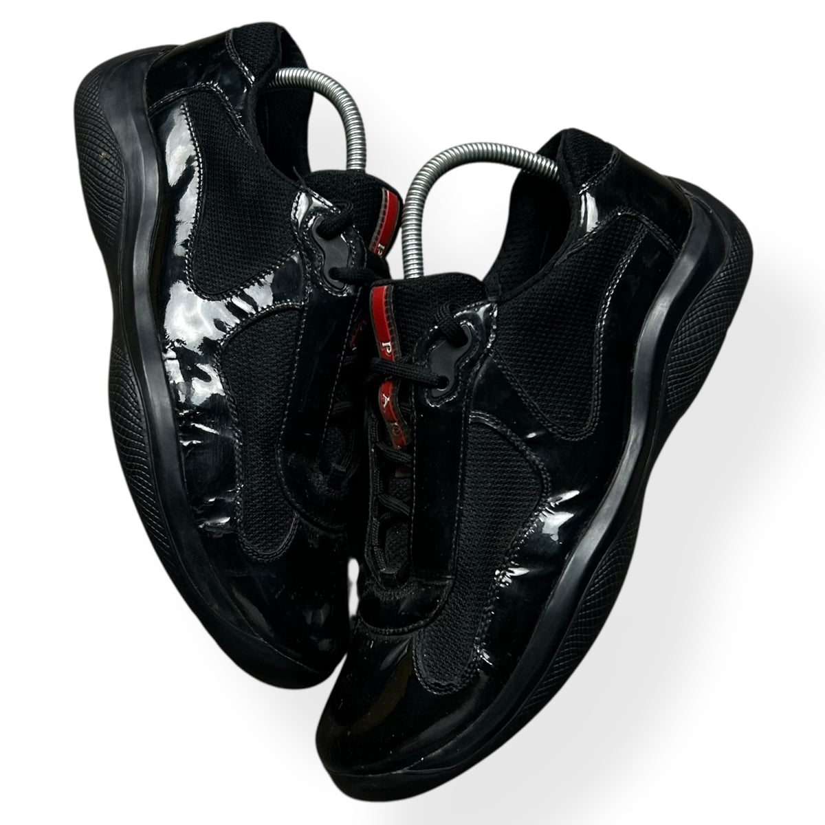 Mens Prada America Cups Patent Black Size UK 8.5