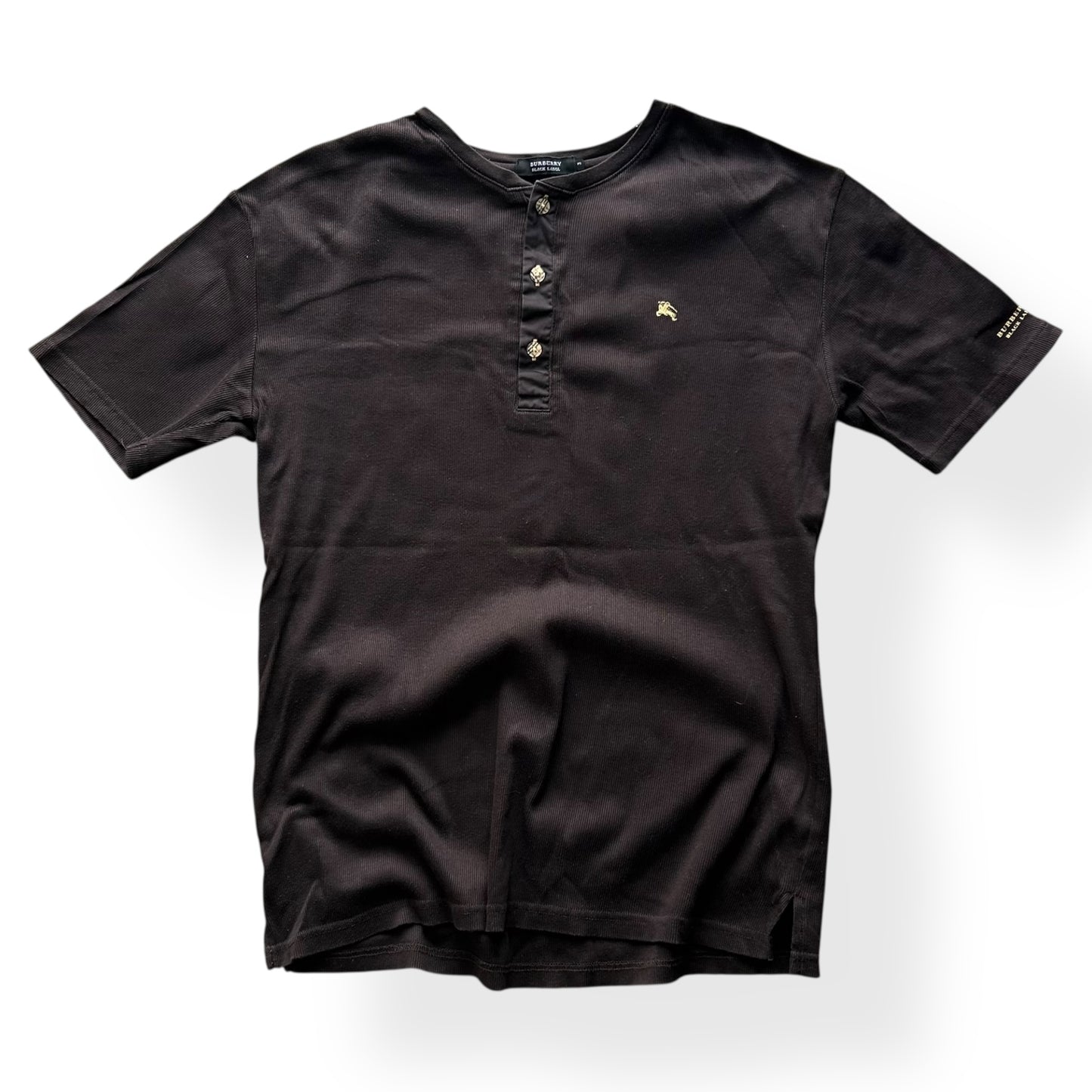 Burberry Black Label Short Sleeve Ribbed Henley T Shirt M