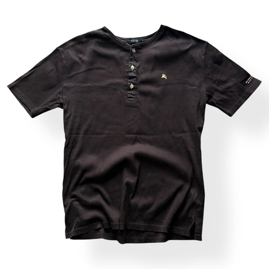Burberry Black Label Short Sleeve Ribbed Henley T Shirt M