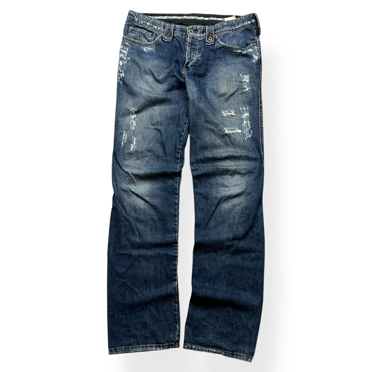 Dolce Gabbana Relaxed Straight Distressed Denim Jeans W34 L35