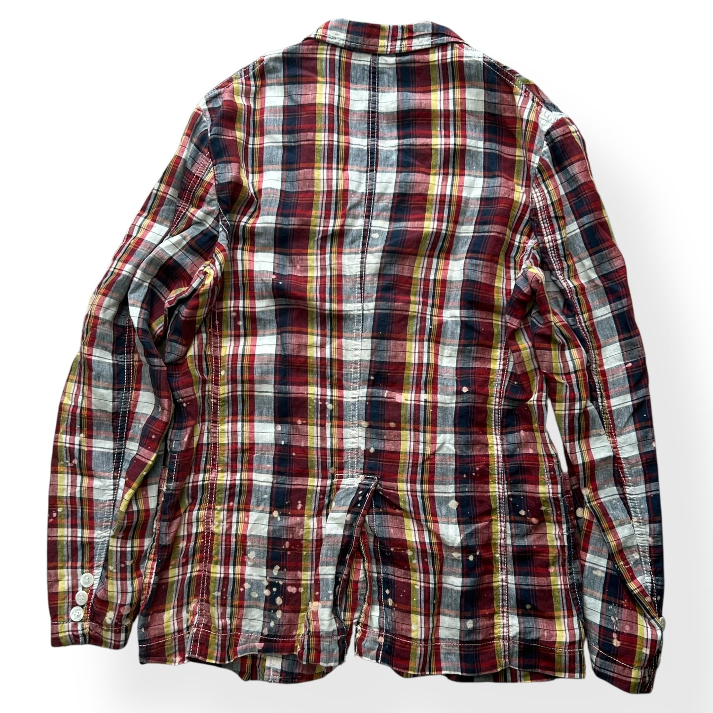 Comme des Garcons Homme Bleached Plaid Linen Jacket S