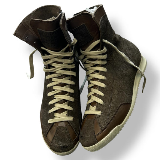 Maison Margiela Grey Suede Leather Brutalist High Top Shoes UK 7
