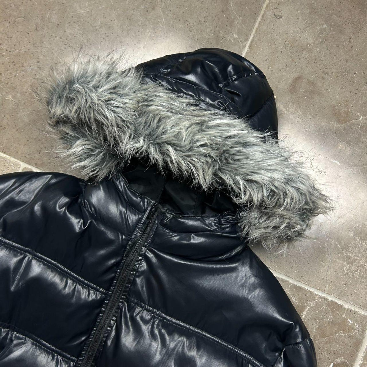 Vintage Japanese Fur Hood Puffer Jacket L