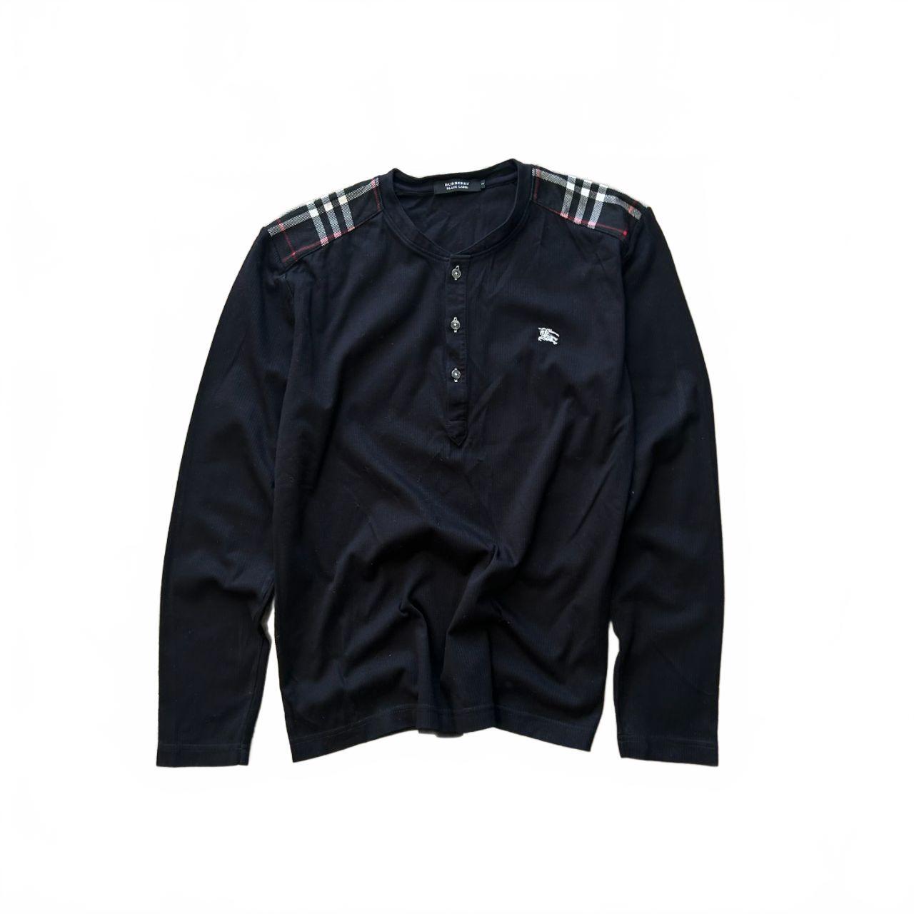Burberry Black Label Nova Check Ribbed Henley T Shirt S
