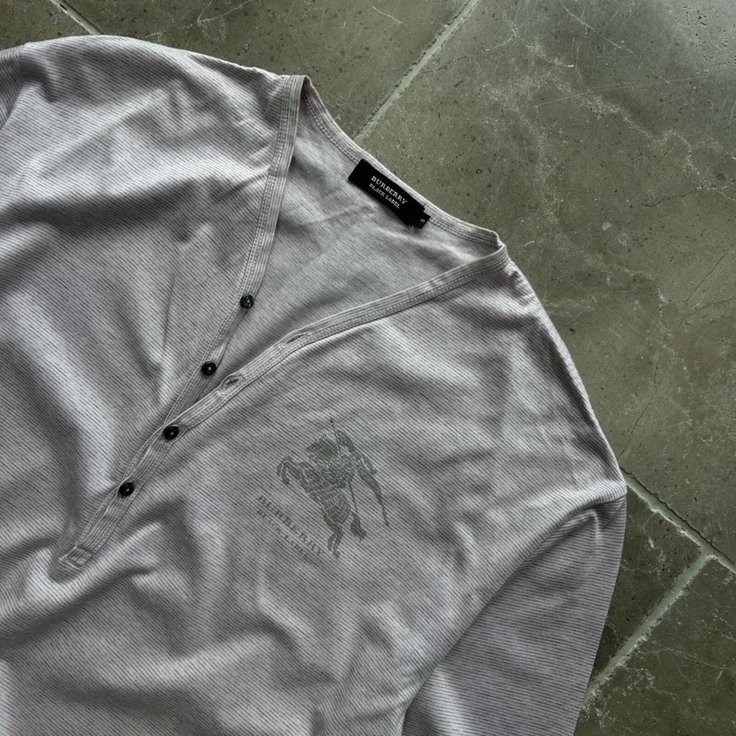 Burberry Black Label Striped Henley T Shirt M
