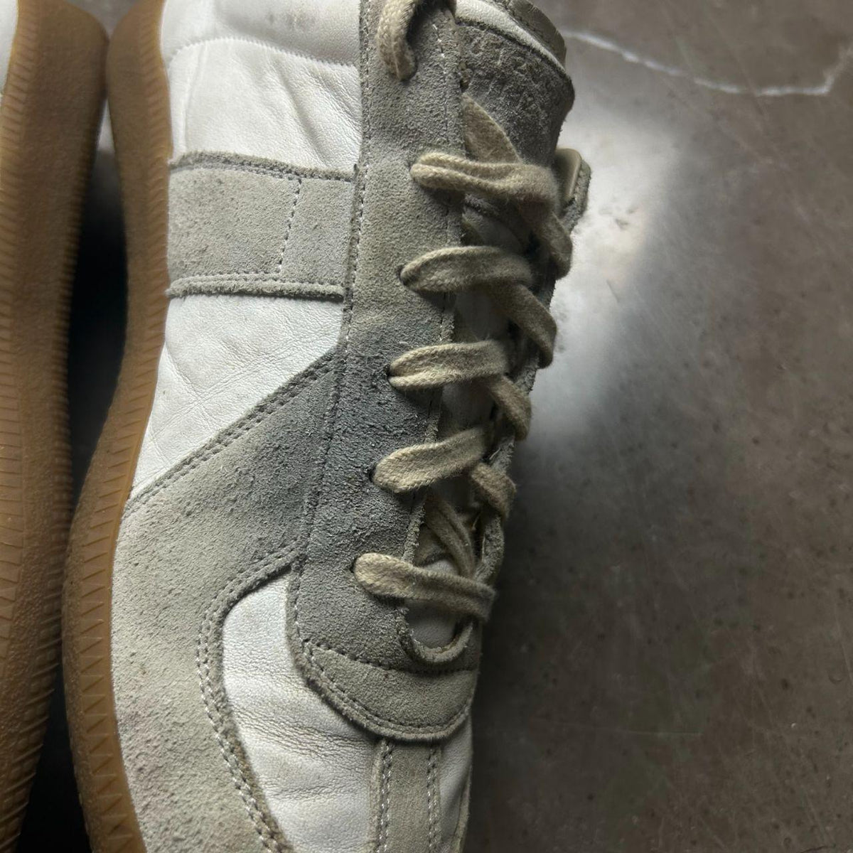 Maison Margiela Gats Low Top Trainers White Grey UK 8