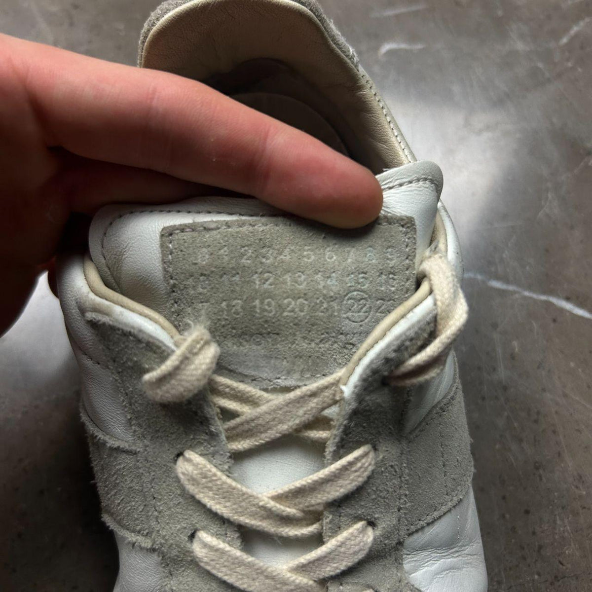 Maison Margiela Gats Low Top Trainers White Grey UK 7.5
