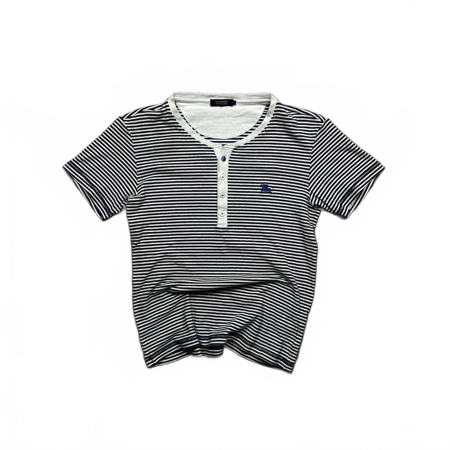 Burberry Black Label Short Sleeve Striped Henley T Shirt S