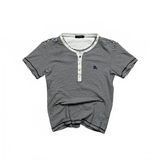 Burberry Black Label Short Sleeve Striped Henley T Shirt S