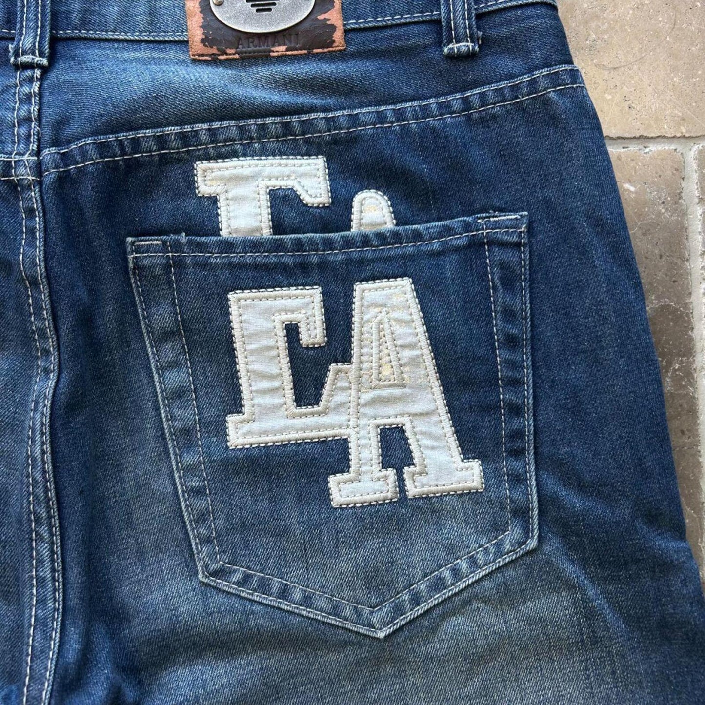 Vintage Armani Jeans Denim Logo Baggy Jorts W34 L15