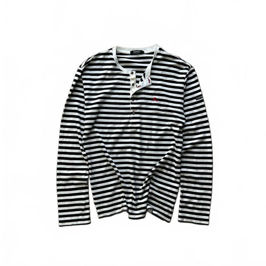 Burberry Black Label Striped Henley T Shirt M