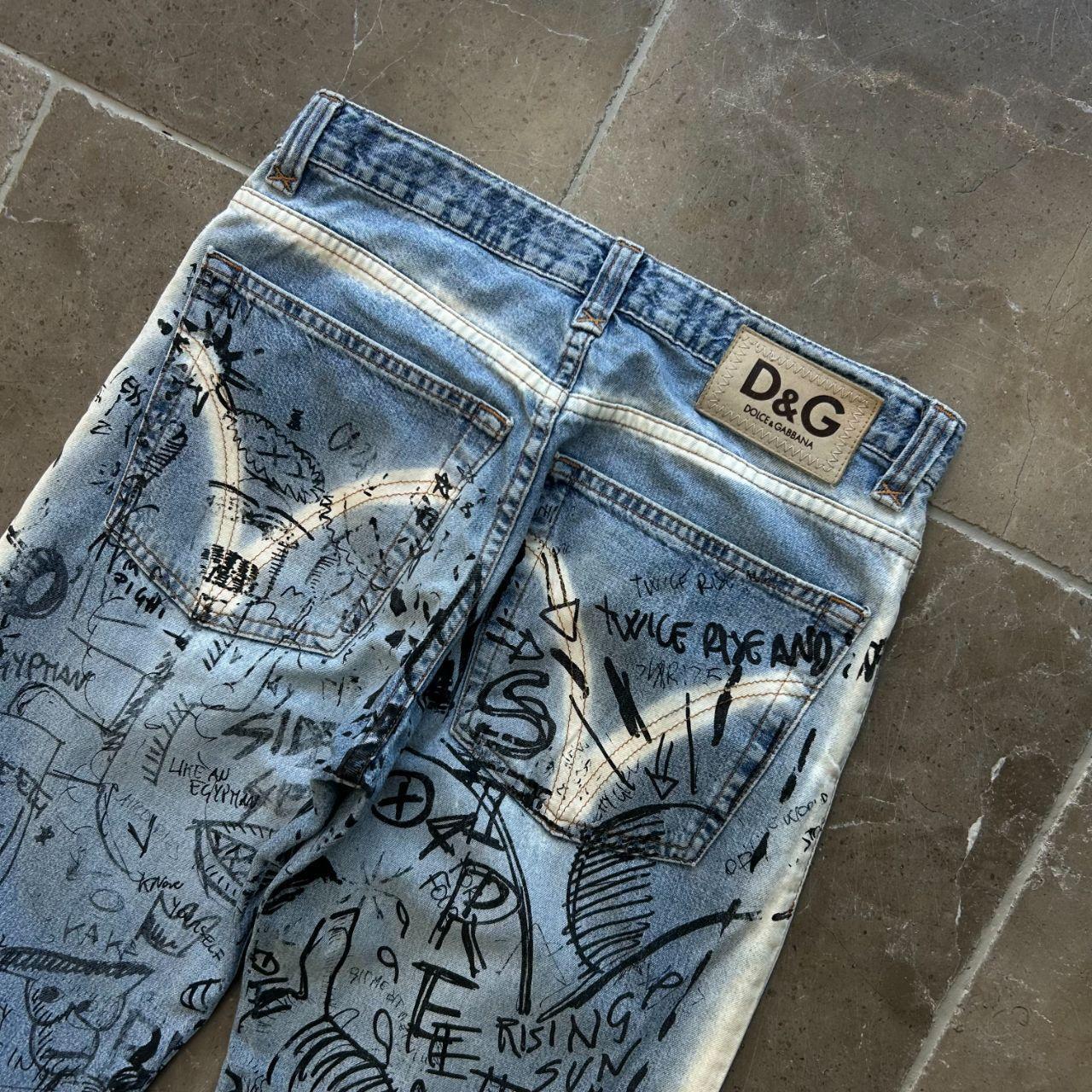 Vintage Dolce & Gabbana Graffiti Scribble Straight Leg Jeans W29 L31