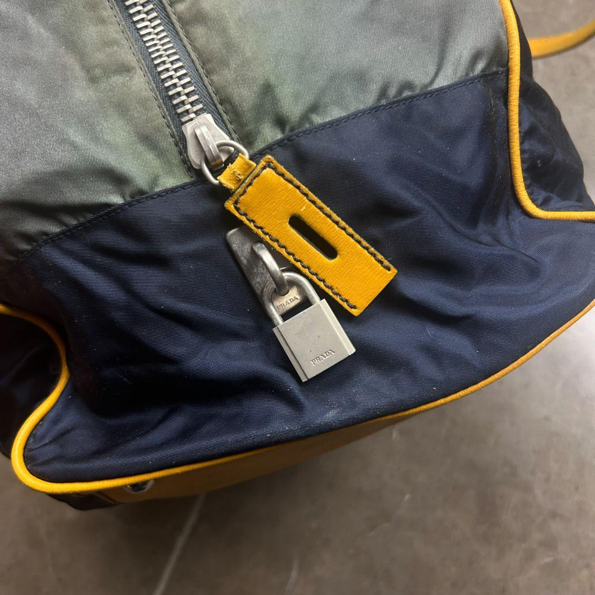 Prada Nylon Two Way Zip Duffle Travel Bag